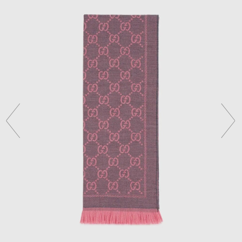 GG Womens Wool Scarf Graphite/Pink - NEW WITH TAGS